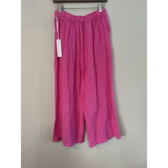 NWT Young Fabulous & Broke Linen Blend Wide Leg Slit Front Pant- Hot Pink Sz S - Picture 4 of 6